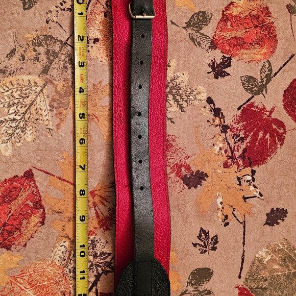 WE Red and Black Scott Leather Kilt Belt with chrome finish Buckle - Picture 7 of 11